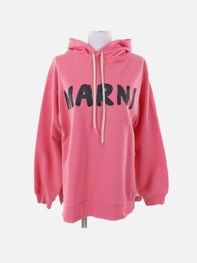 Marni Pink Logo Drawstring Hoodie size 40